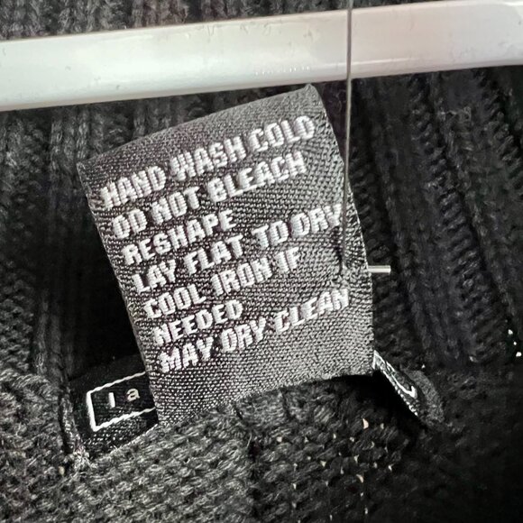 NWT Southwest BOHO Black White Short Sleeve Cowl Turtleneck Cotton Sweater - Picture 9 of 9